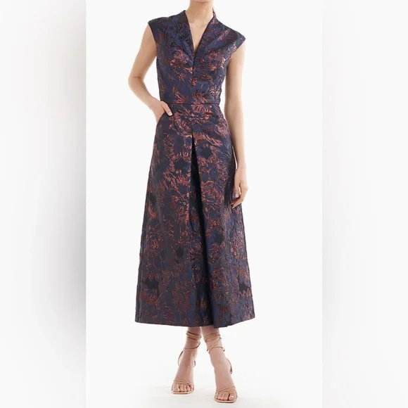 Kay Unger Navy/Bronze Wide-leg Faustine Jumpsuit - Picture 11 of 11